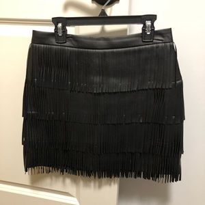 Club Monaco Faux Leather Fringes Skirt size 0